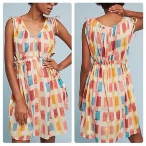 Lilka Anthropologie Multicolor Geometric Block Print Cotton Mini Dress Small